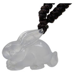 Certified 20 Carat Icy Jade Rabbit Pendant Necklace, Pure Ice, Beyond Special