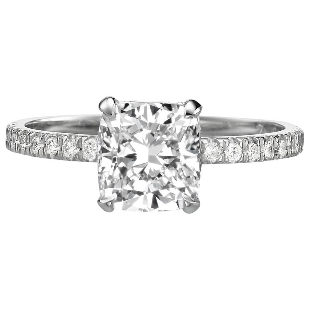 Certified 2.00 Carat Cushion Cut Diamond Engagement Ring For Sale