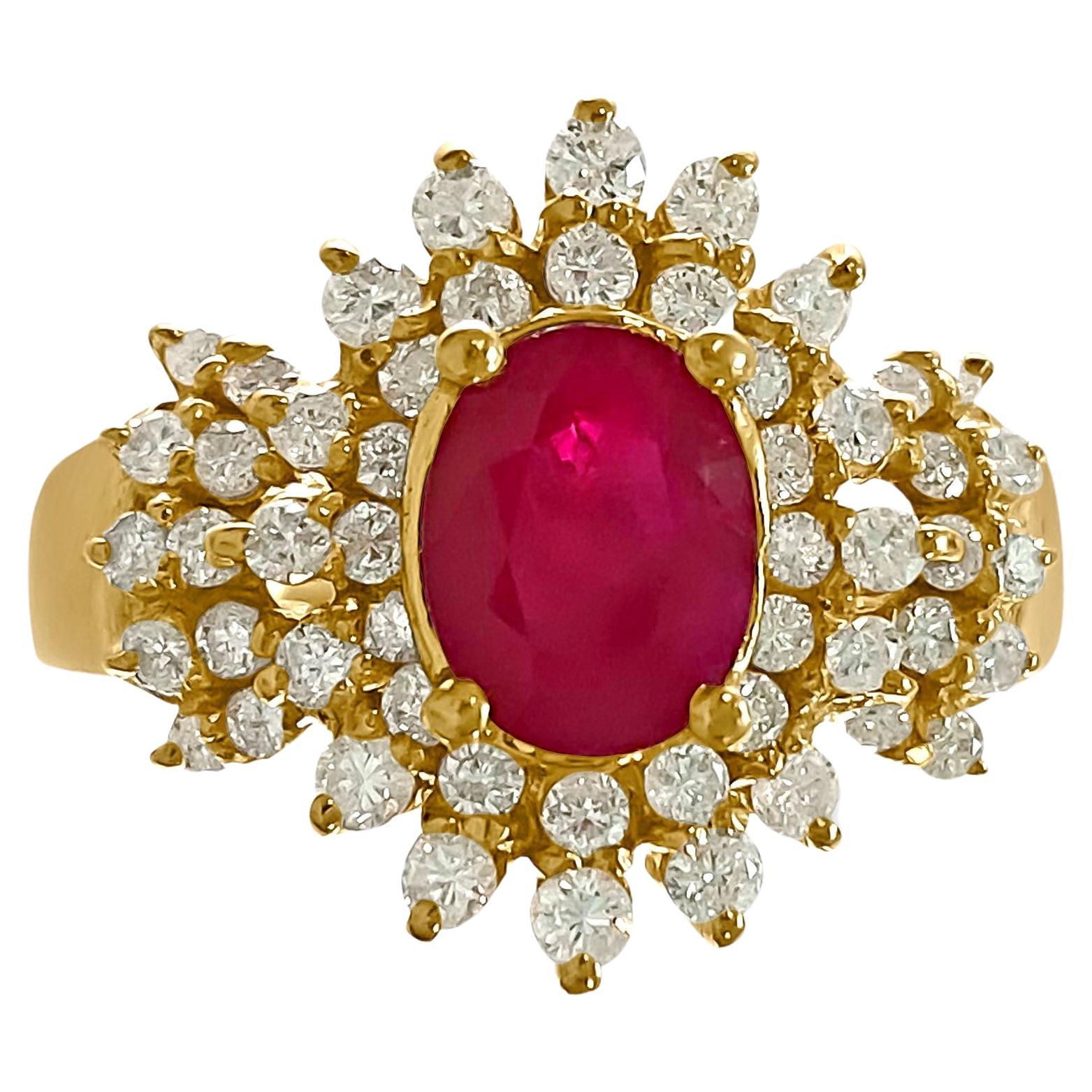1.20 Carat Natural Burma Ruby Diamond Modern Ring For Sale at 1stDibs