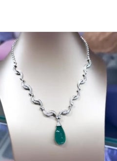 Certified 20.00 Carat Zambian Emerald Diamonds 18k Gold Necklace