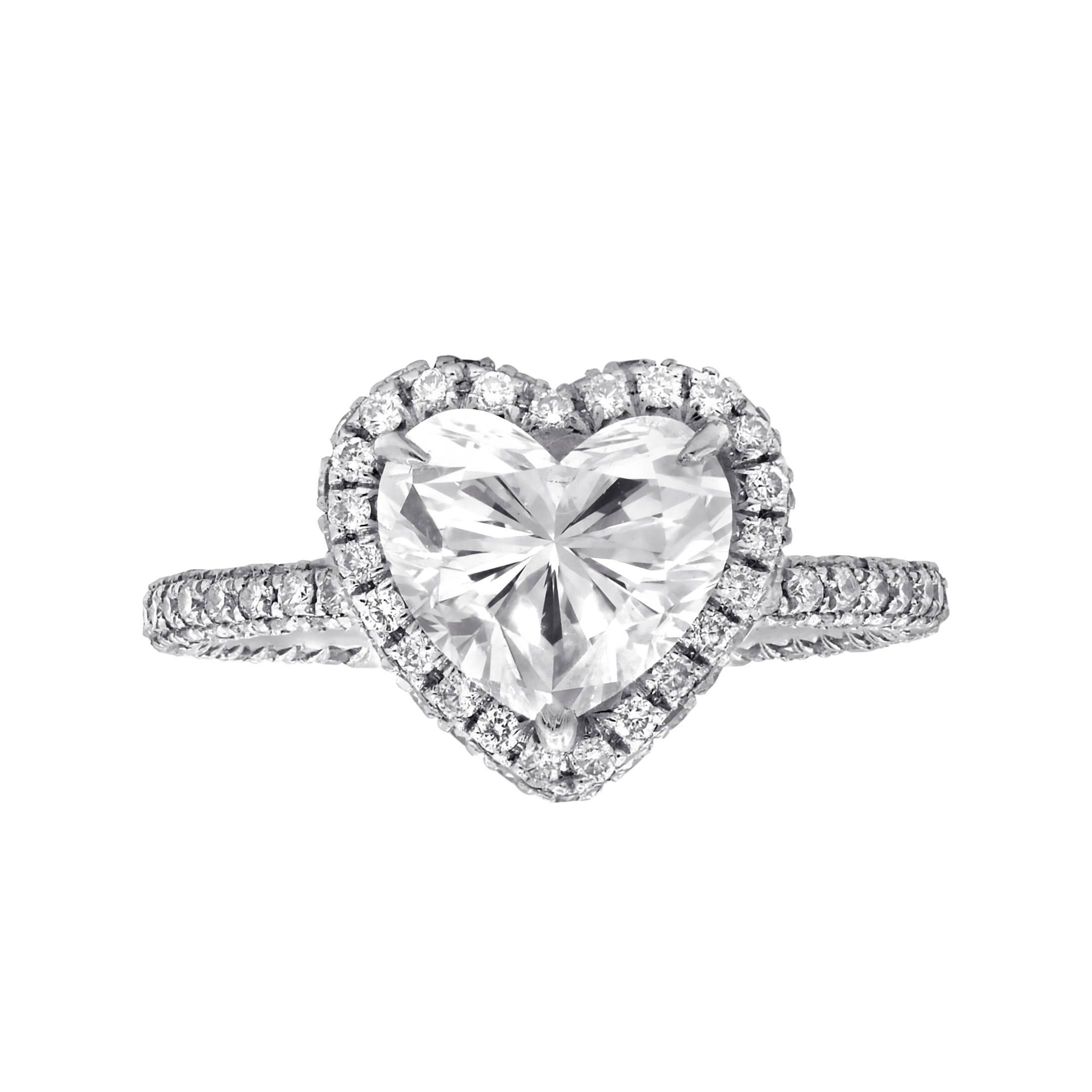 Certified 2.01 Carat G Color Heart Shape Engagement Ring