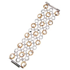 Certified 2, 02 Carat Diamond Gold Wide Cuff Bracelet