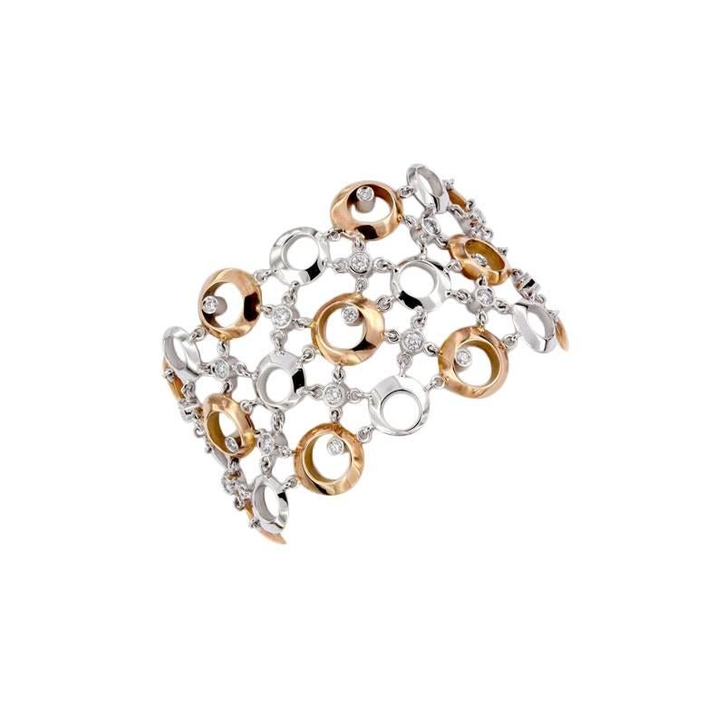 Certified 2, 02 Carat Diamond Gold Wide Cuff Bracelet For Sale