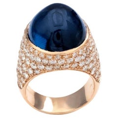 Certified 20.34ct No Heat Sapphire and Diamond Ring in 18K Rose Gold