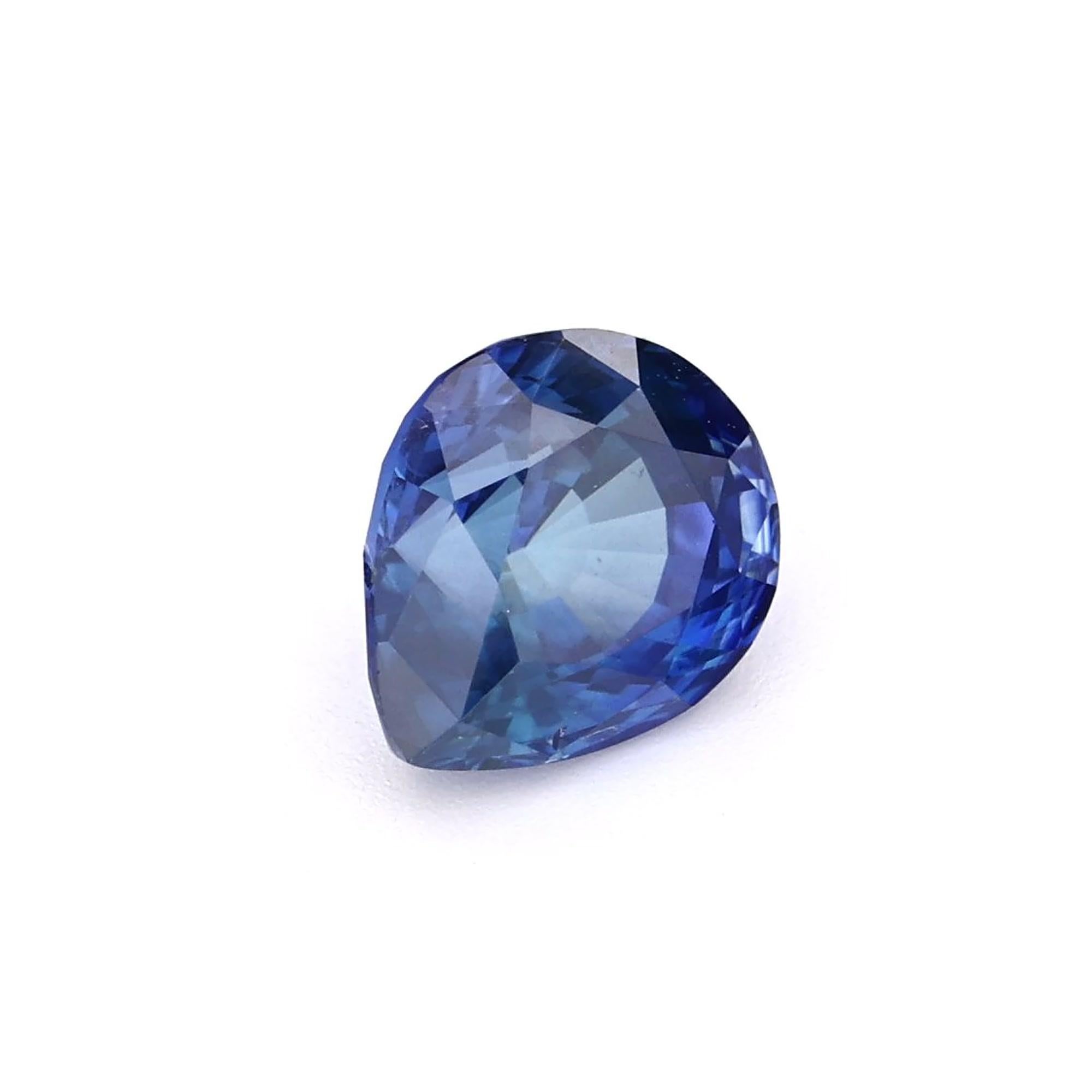 Certified 2.05 carat Blue Sapphire Pear Shape Ceylon Origin Ring Stone For Sale 4