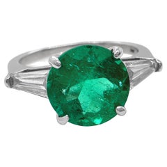 Certified 2.05 Carat Colombian Emerald in Platinum 3-Stone Engagement Ring