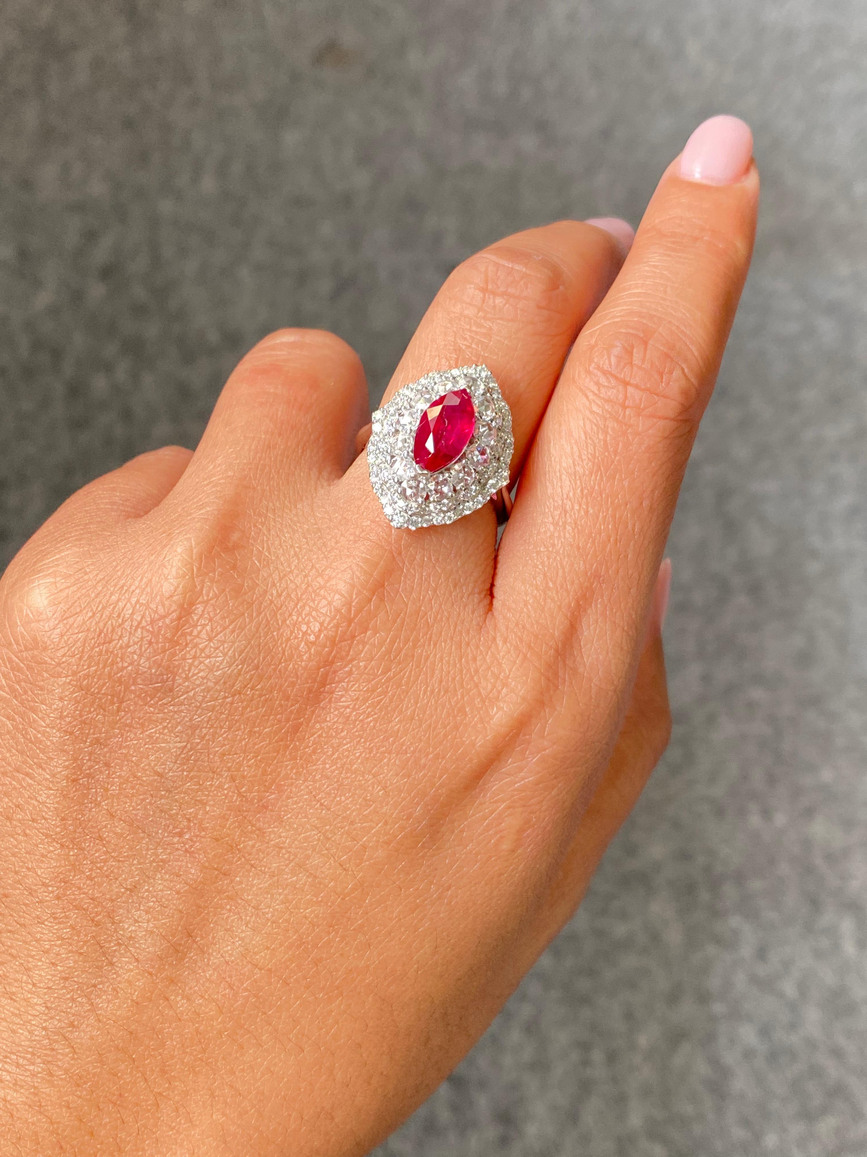 Certified 2.05 Carat Natural Burmese Ruby and Diamond Ring Made in Gold For Sale 4