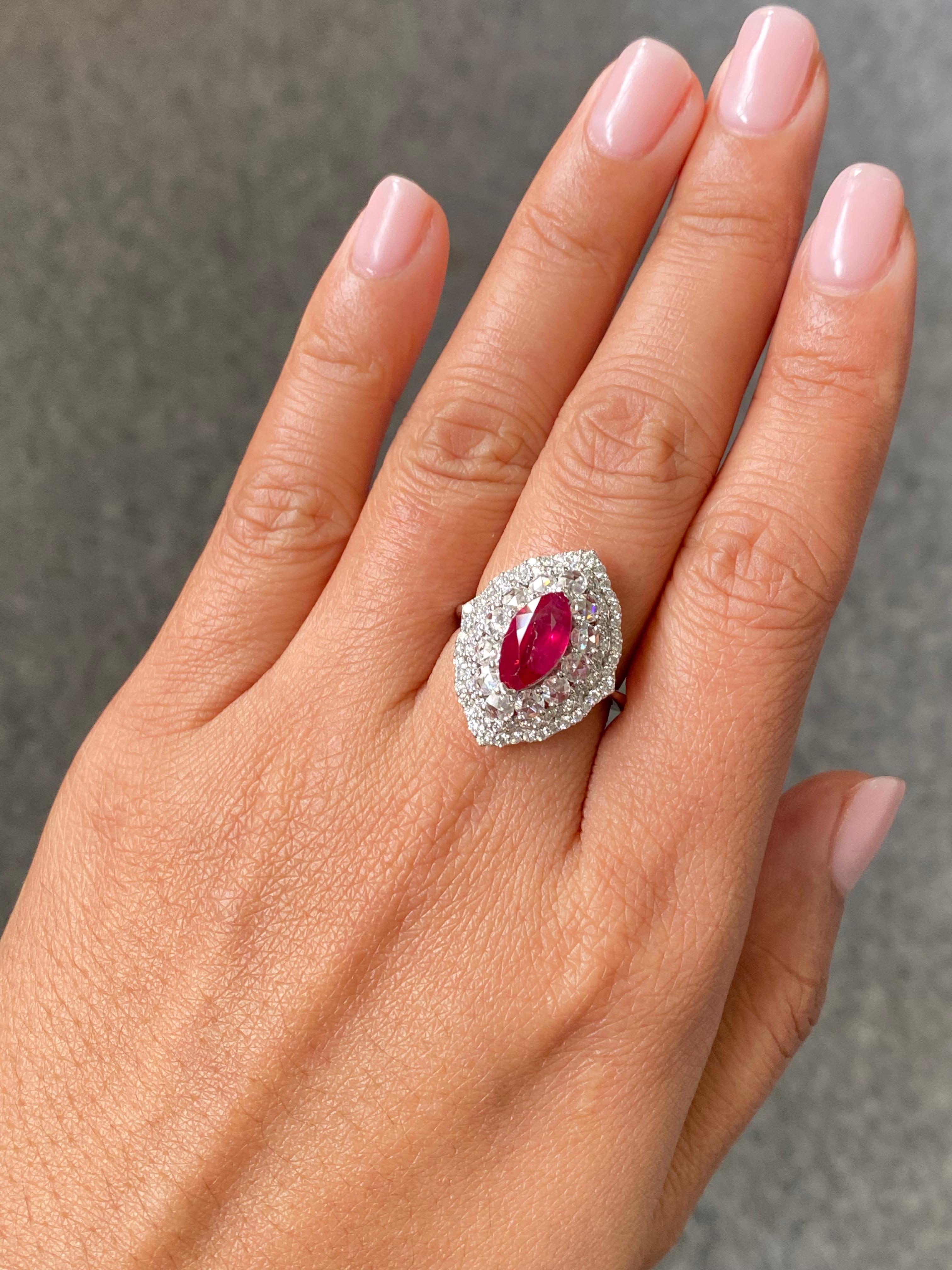 Certified 2.05 Carat Natural Burmese Ruby and Diamond Ring Made in Gold For Sale 5