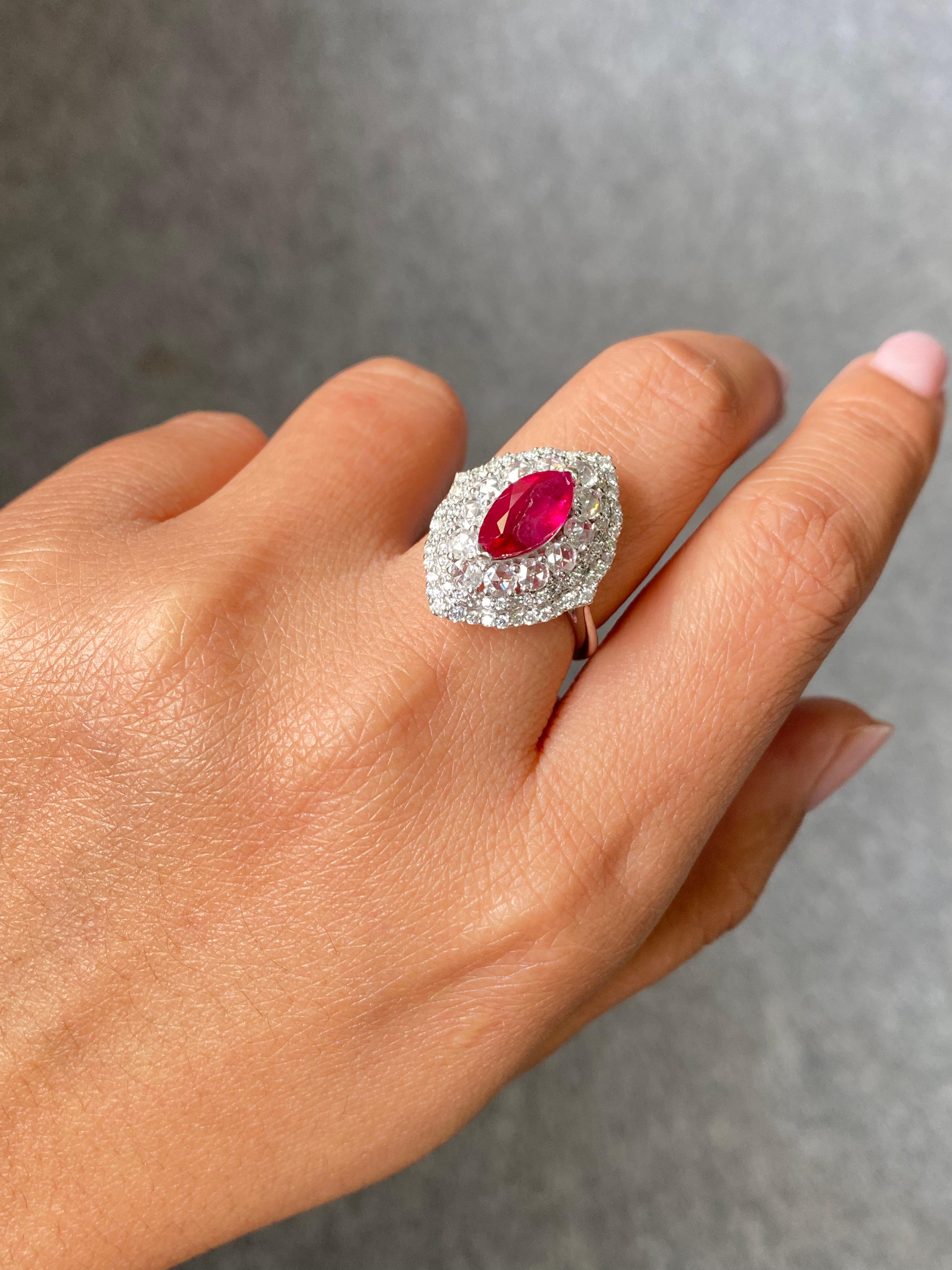 Certified 2.05 Carat Natural Burmese Ruby and Diamond Ring Made in Gold For Sale 6