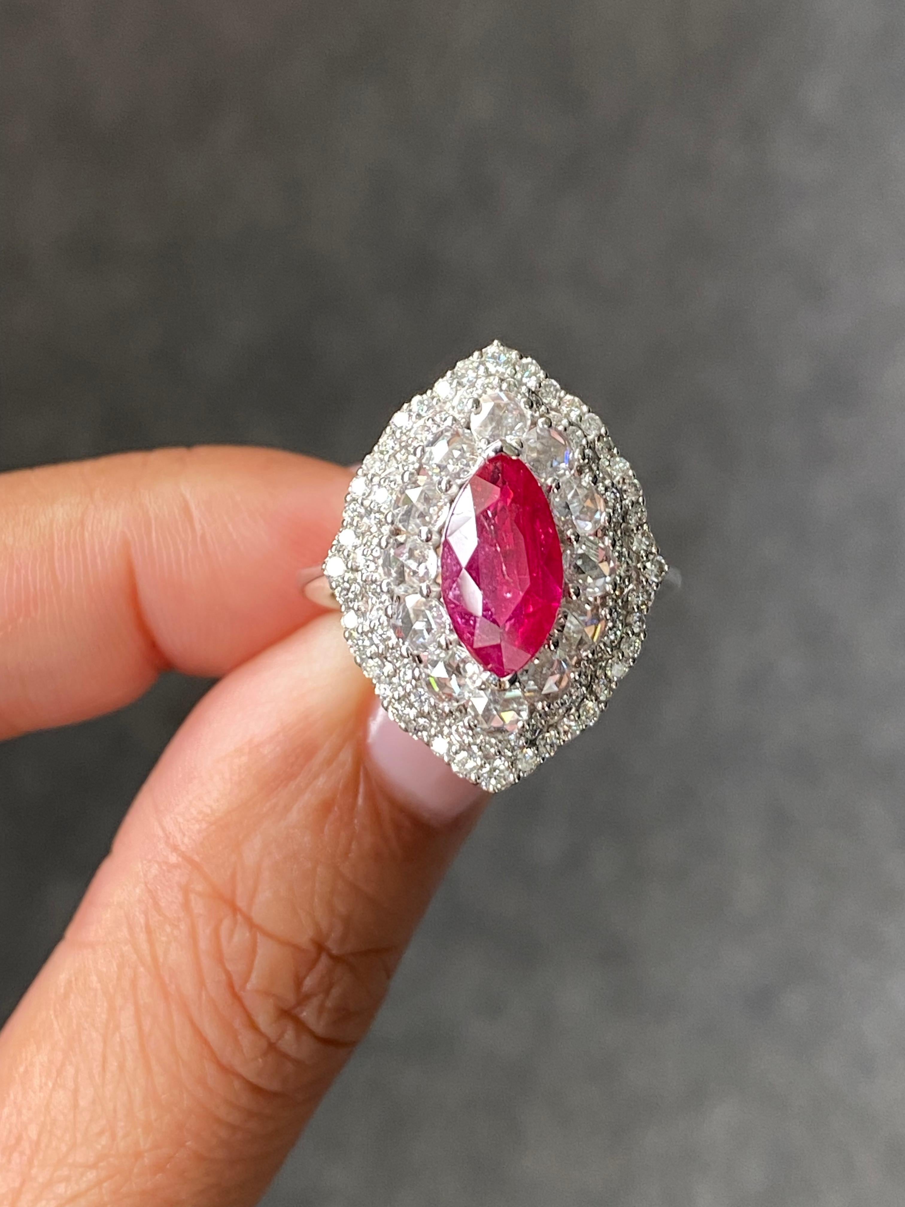 Certified 2.05 Carat Natural Burmese Ruby and Diamond Ring Made in Gold For Sale 7