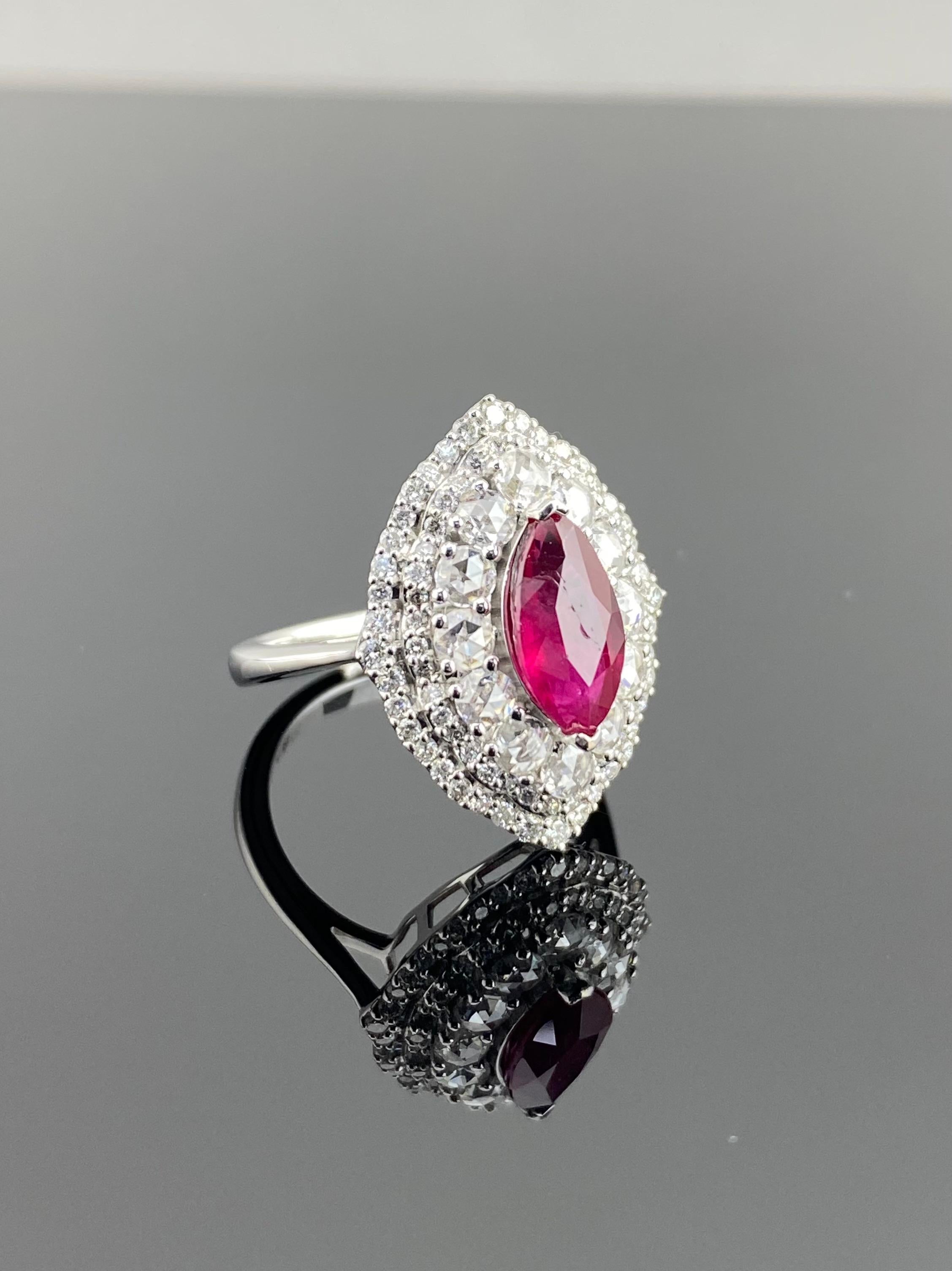 Modern Certified 2.05 Carat Natural Burmese Ruby and Diamond Ring Made in Gold For Sale