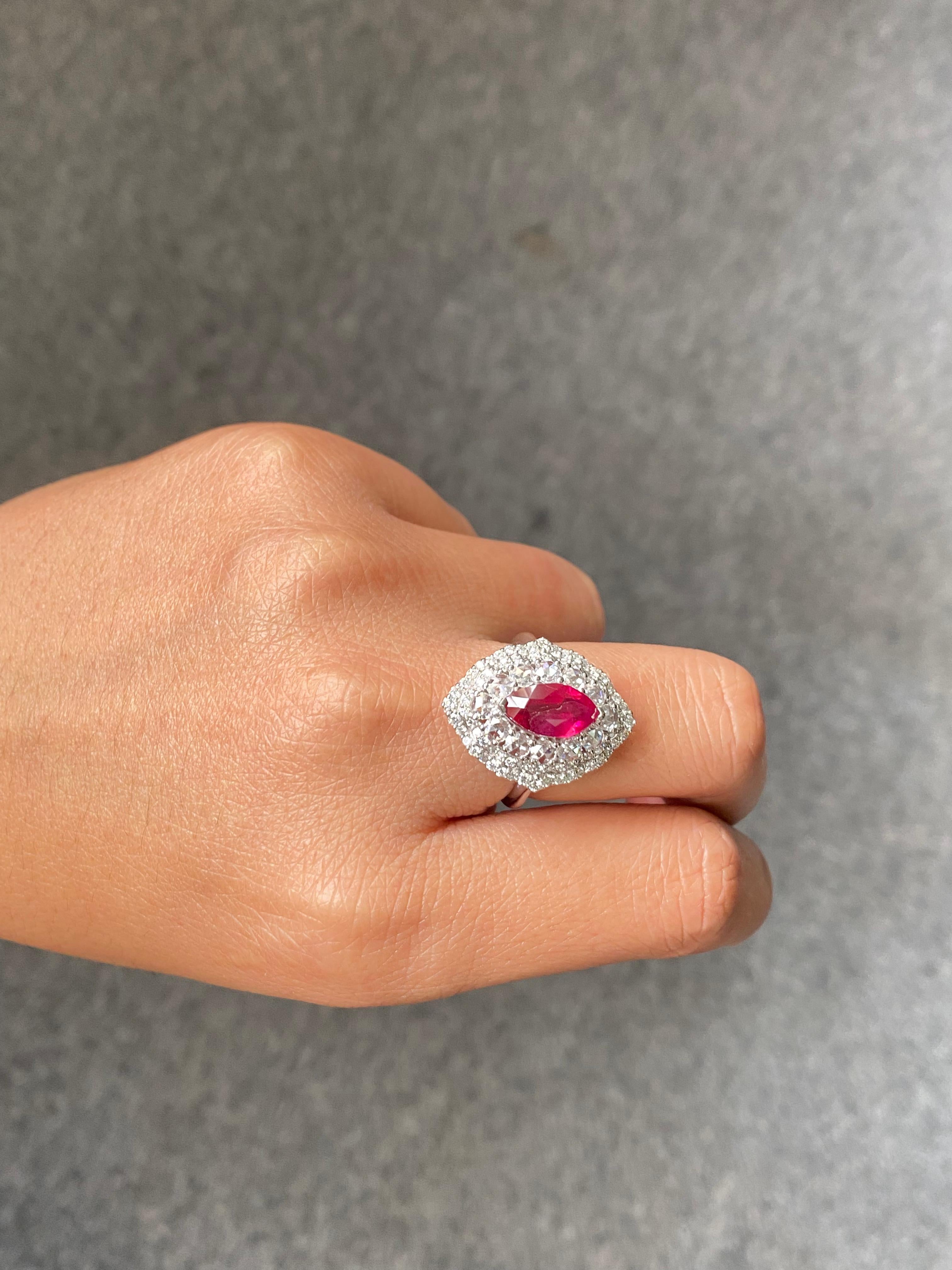 Certified 2.05 Carat Natural Burmese Ruby and Diamond Ring Made in Gold For Sale 1