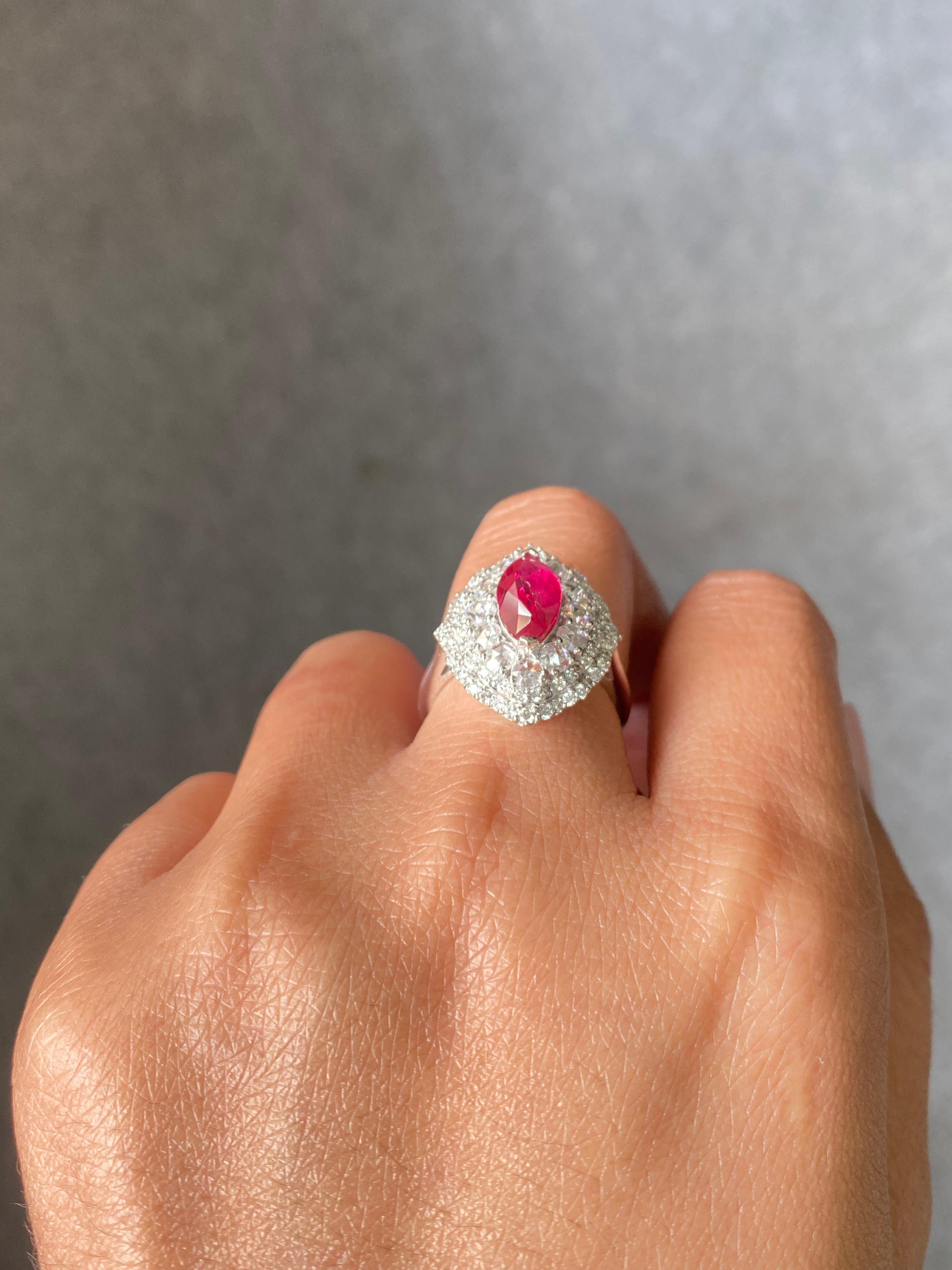 Certified 2.05 Carat Natural Burmese Ruby and Diamond Ring Made in Gold For Sale 3
