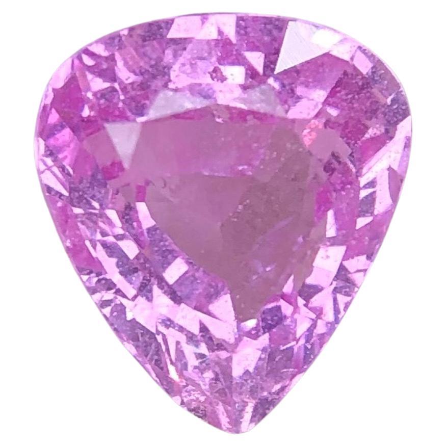 Certified 2.06 Carat Pastel Pink Natural Sapphire Pear Cut Loose Gemstone For Sale