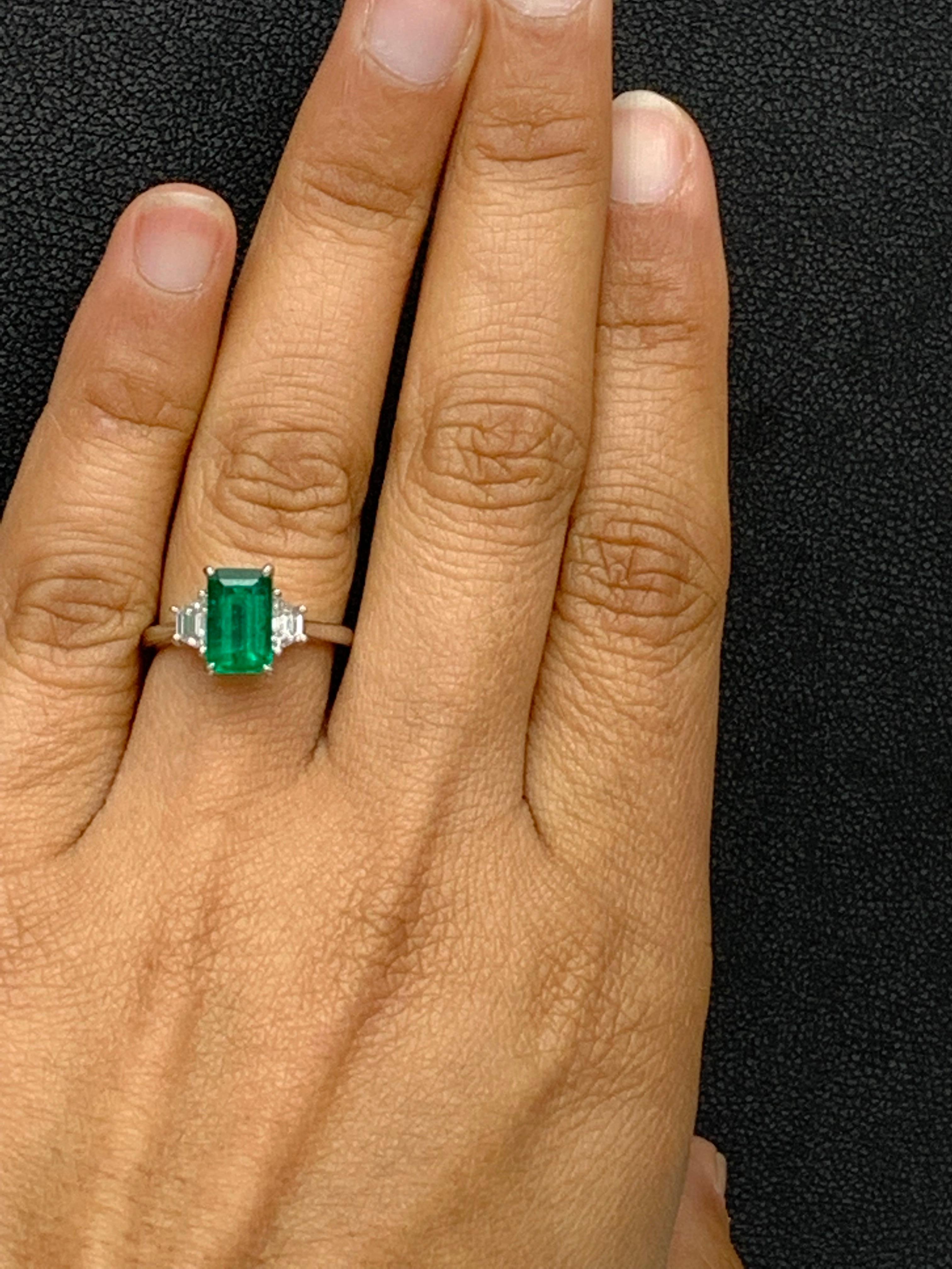 Certified 2.08 Carat Emerald Cut Emerald Diamond Ring in Platinum For Sale 6