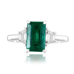 Certified 2.08 Carat Emerald Cut Emerald Diamond Ring in Platinum