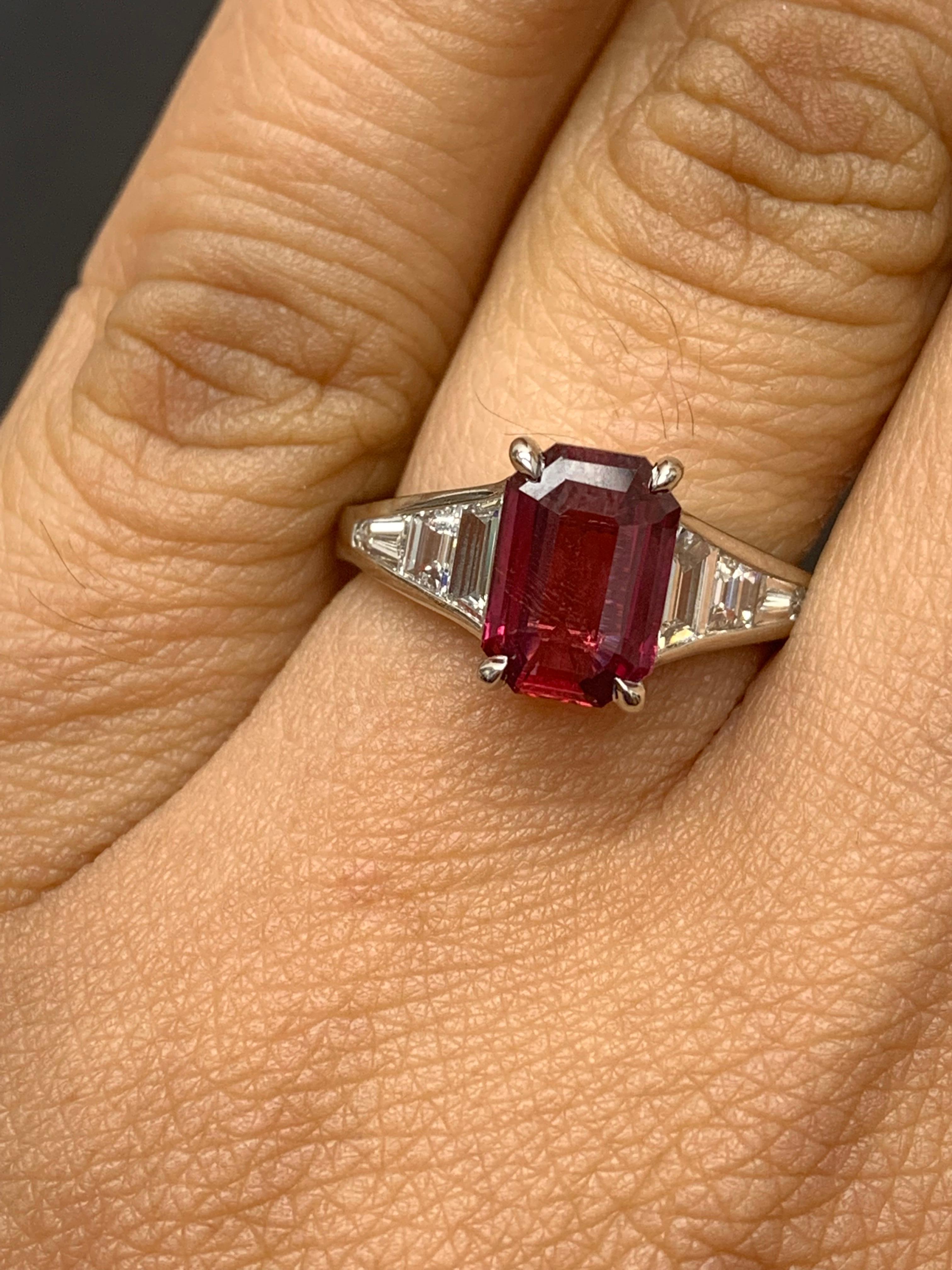 antique emerald cut ruby ring