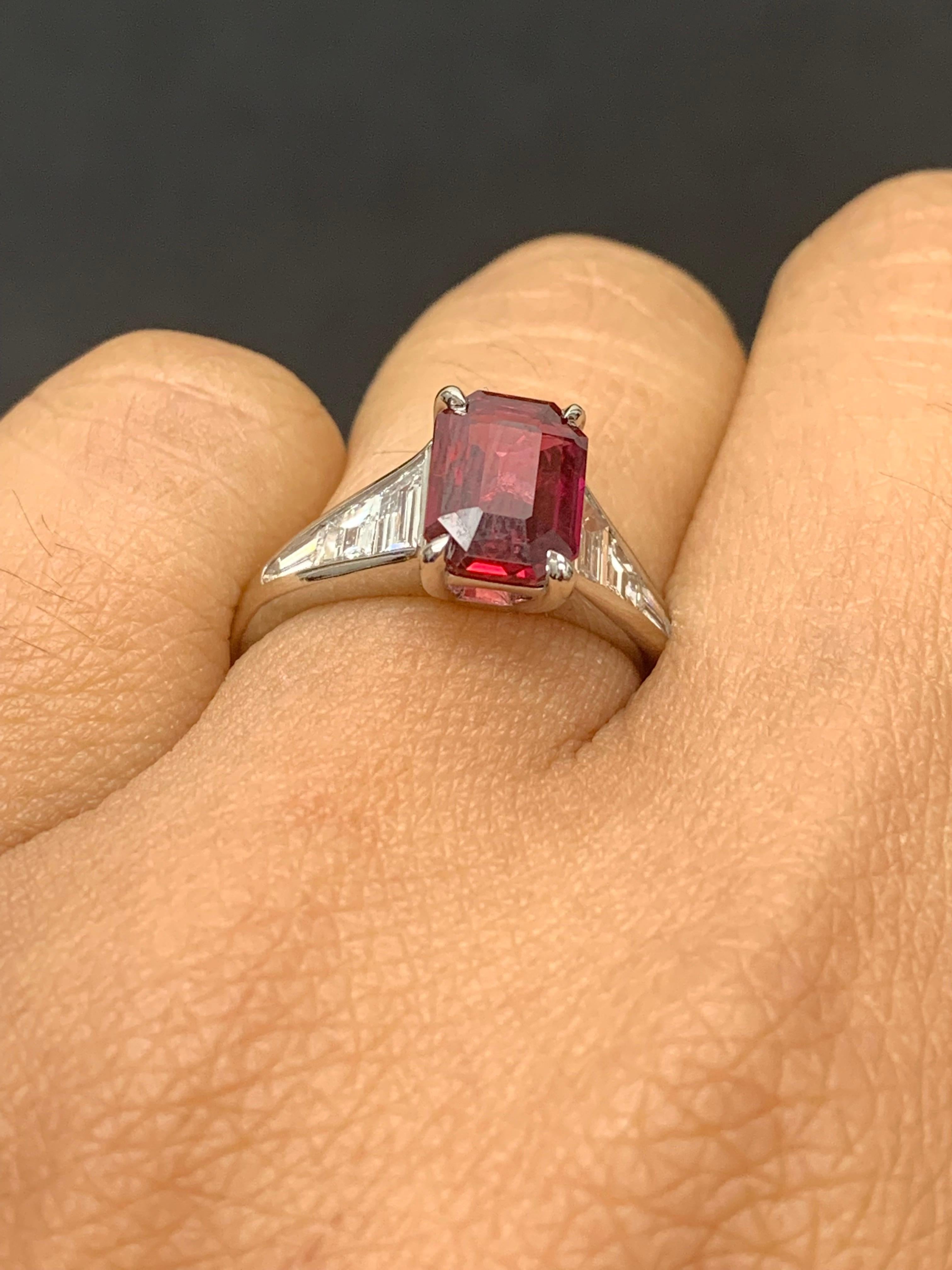 vintage emerald cut ruby ring