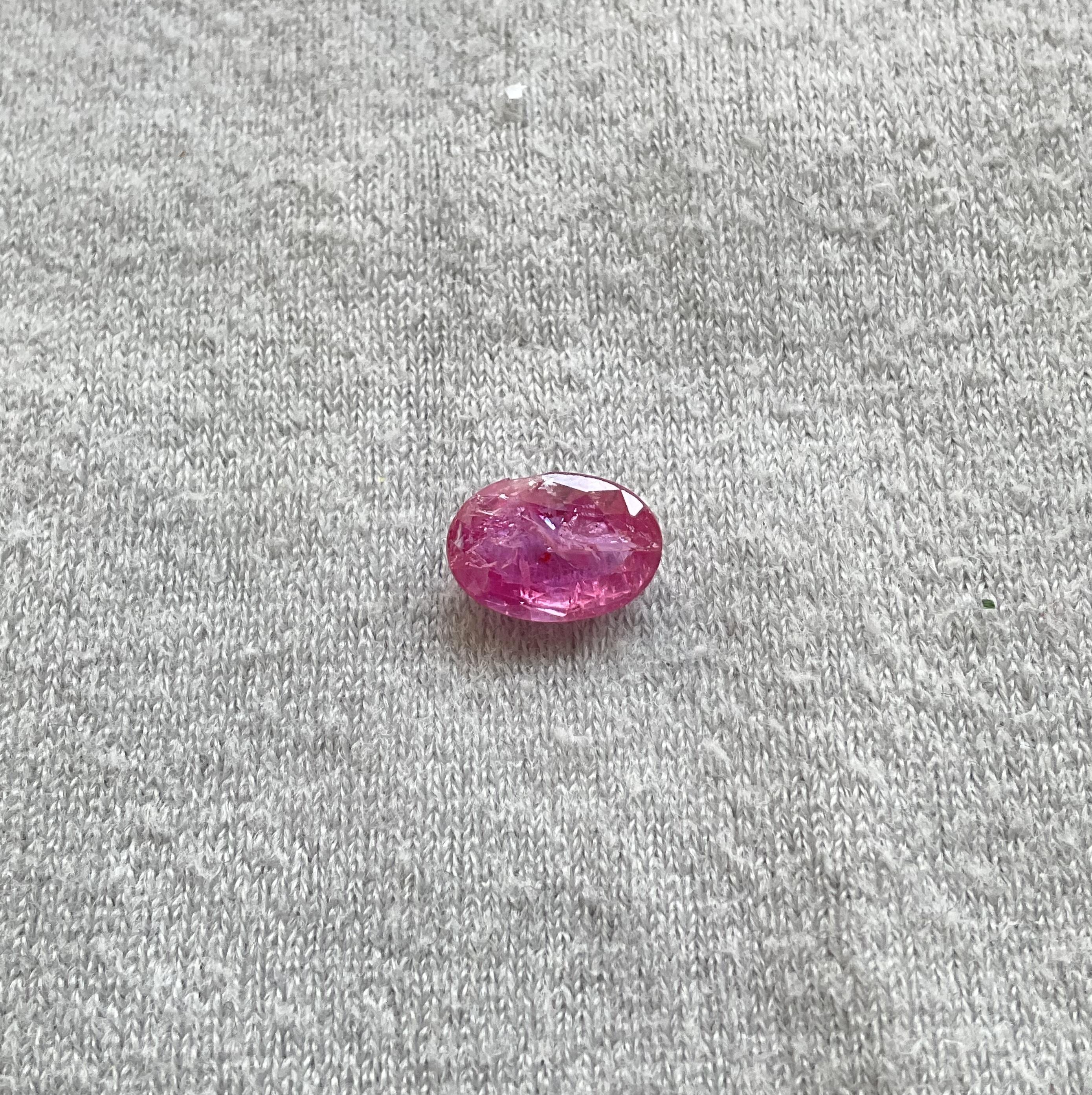 Art Deco Certified 2.08 Carats Mozambique Ruby Oval Faceted Cut stone No Heat Natural Gem