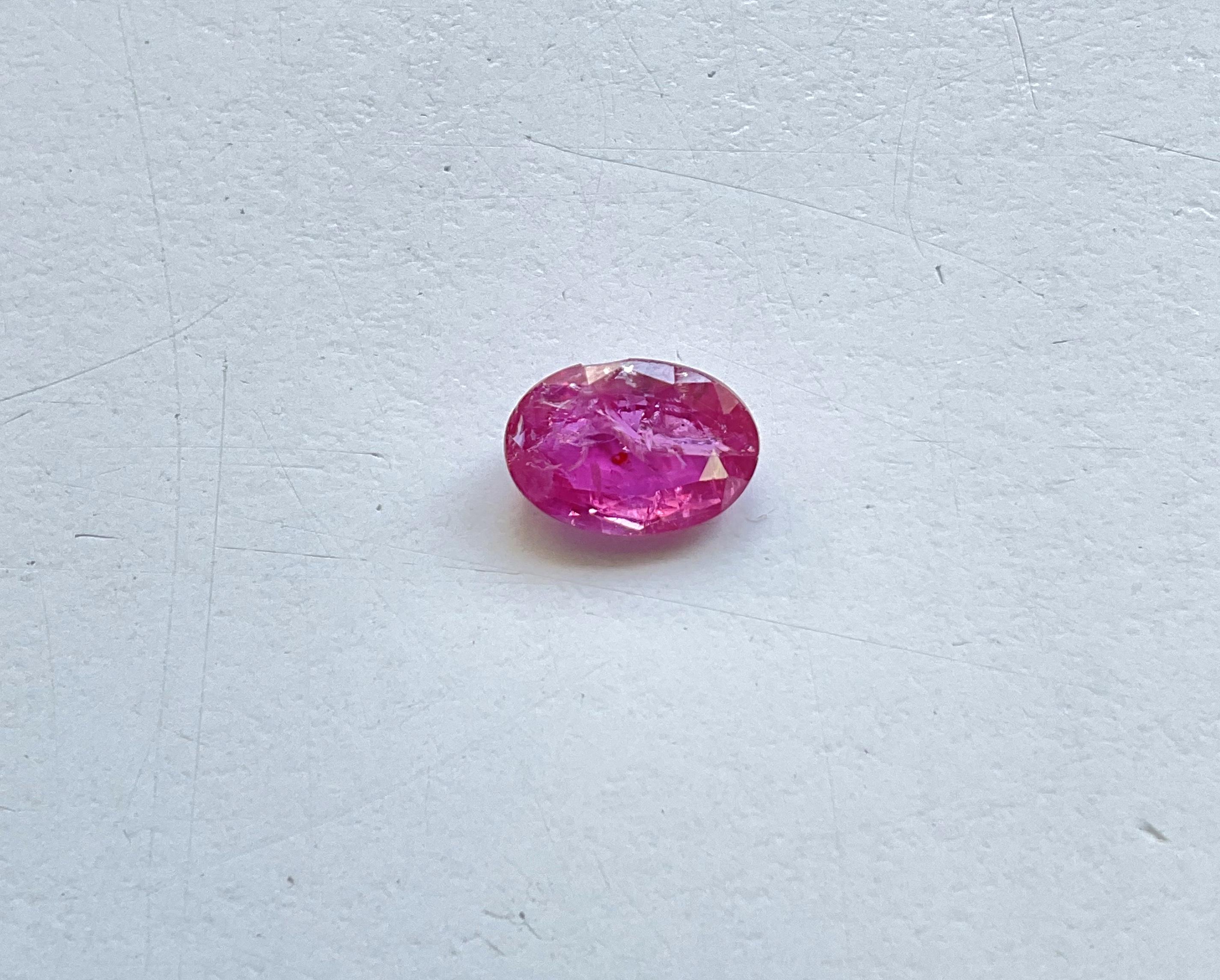 Certified 2.08 Carats Mozambique Ruby Oval Faceted Cut stone No Heat Natural Gem 1