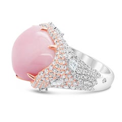 Certified 20.82 Carat Caribbean Sweet Pink Conch Pearl & Pink Diamond Ring
