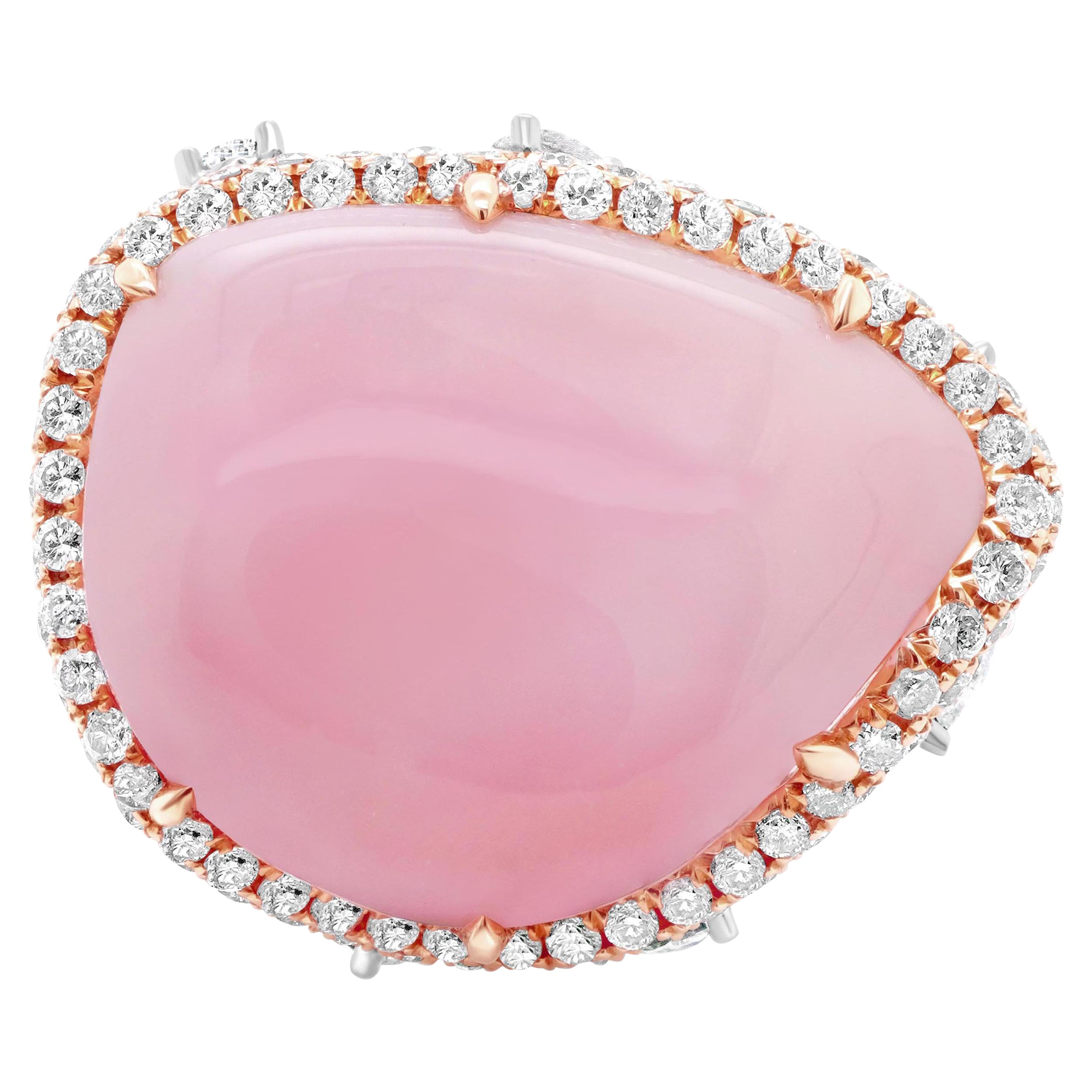 Certified 20.82 Carat Caribbean Sweet Pink Conch Pearl 
Pink Diamond Ring