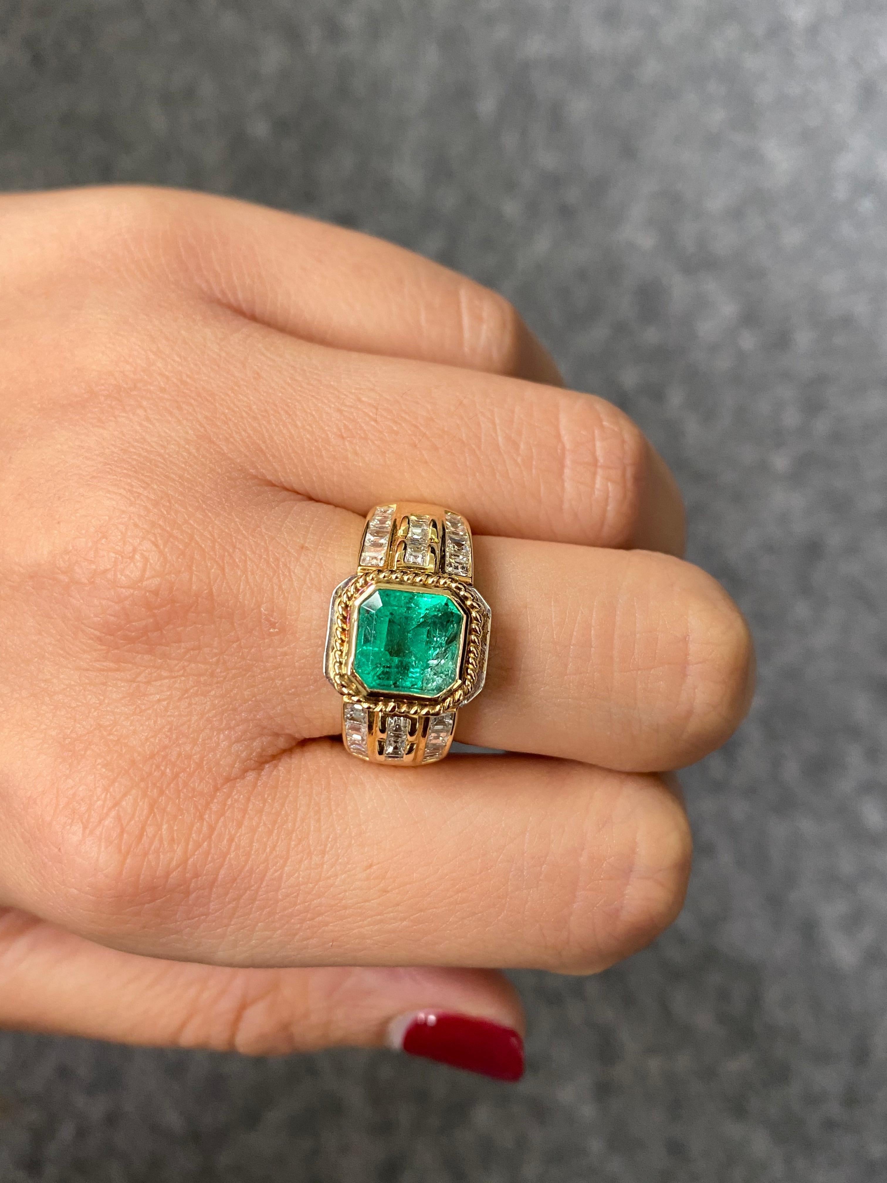 Certified 2.09 Carat Colombian Emerald and Diamond Ring In New Condition In Bangkok, Thailand