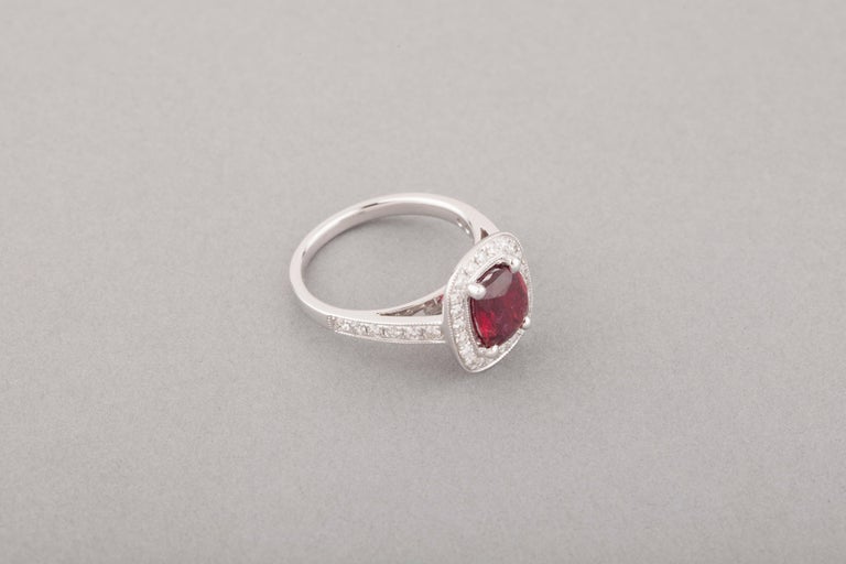 Certified 2.09 Carat Ruby and Diamonds Ring For Sale 3