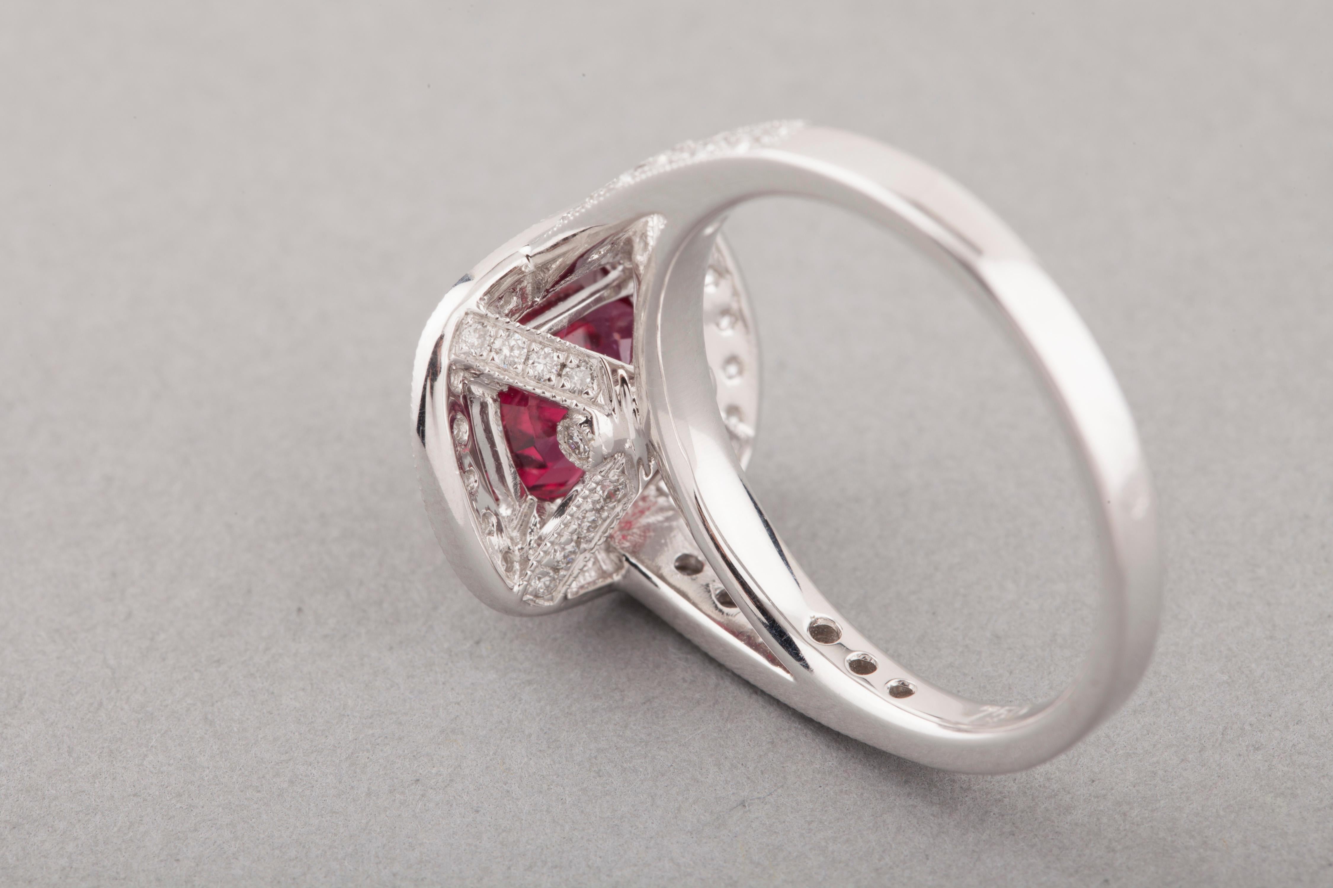 Certified 2.09 Carat Ruby and Diamonds Ring For Sale 2