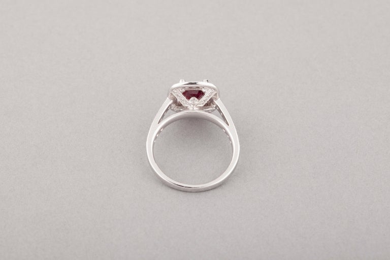 Certified 2.09 Carat Ruby and Diamonds Ring For Sale 5