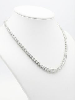Certified 21 Carat Graduated Diamond Tennis Necklace in 18K White Gold