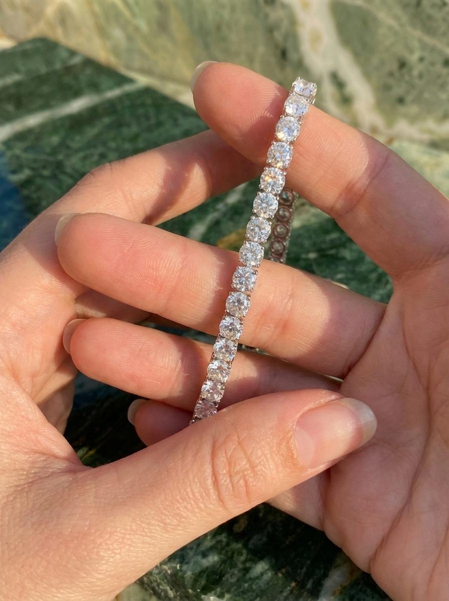 Collana Tennis con diamanti graduati certificati da 21 carati in oro bianco 18 carati In condizioni ottime in vendita a Chicago, IL