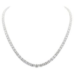Certified 21 Carat Graduated Diamond Tennis Necklace in 18K White Gold