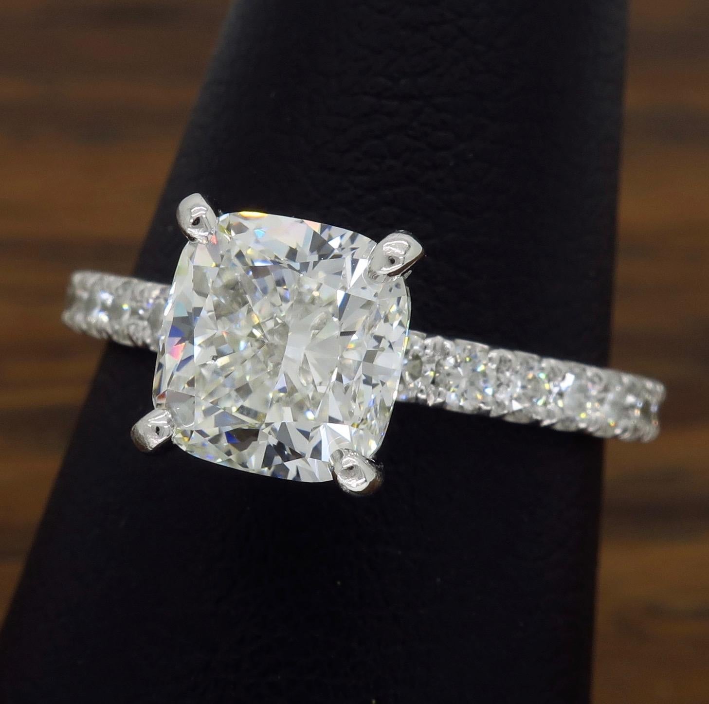 Certified 2.10 Carat Cushion Cut Diamond Engagement Ring 3