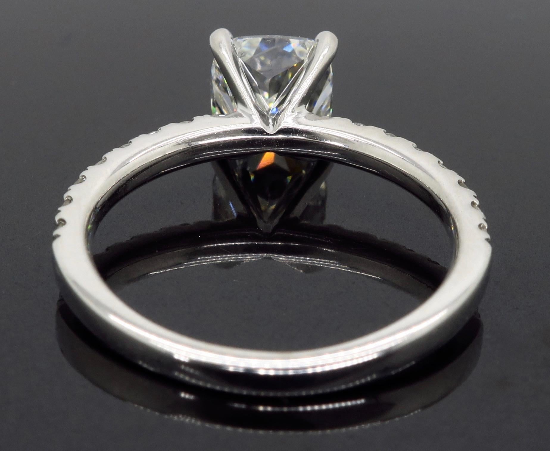 Certified 2.10 Carat Cushion Cut Diamond Engagement Ring In Excellent Condition In Webster, NY