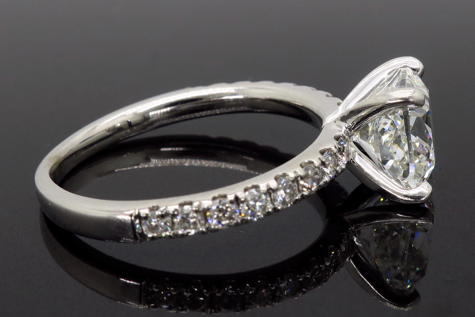 Women's or Men's Certified 2.10 Carat Cushion Cut Diamond Engagement Ring