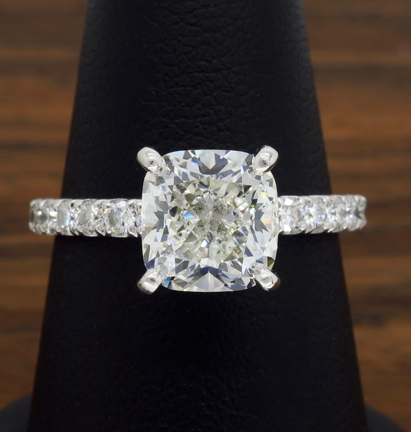 Certified 2.10 Carat Cushion Cut Diamond Engagement Ring 2