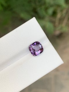 Certified 2.10 Carat Natural Loose Lavender Spinel Cushion Cut Gemstone