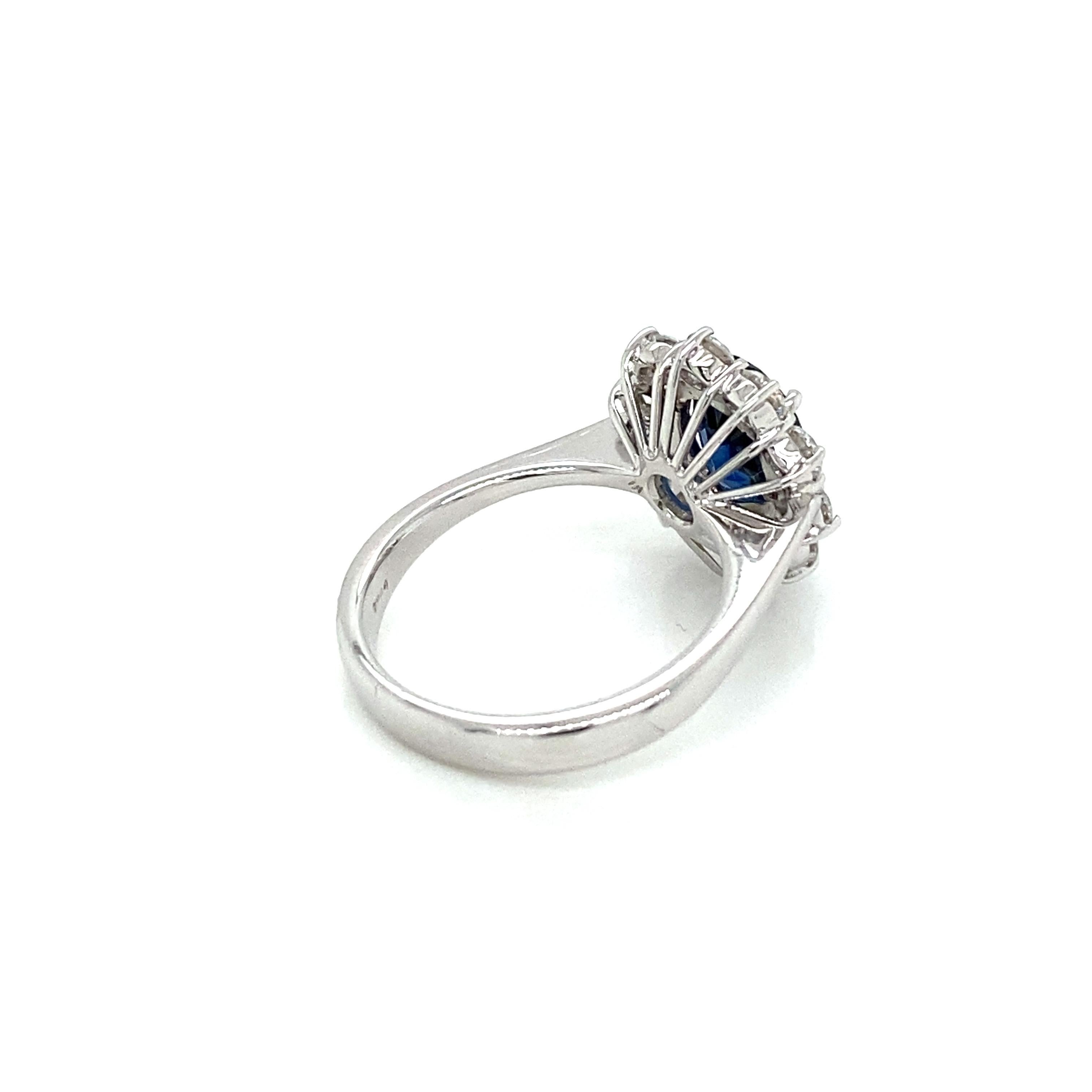 Certified 2.10 Carat Unheated Burma Sapphire Diamond Engagement Ring 5