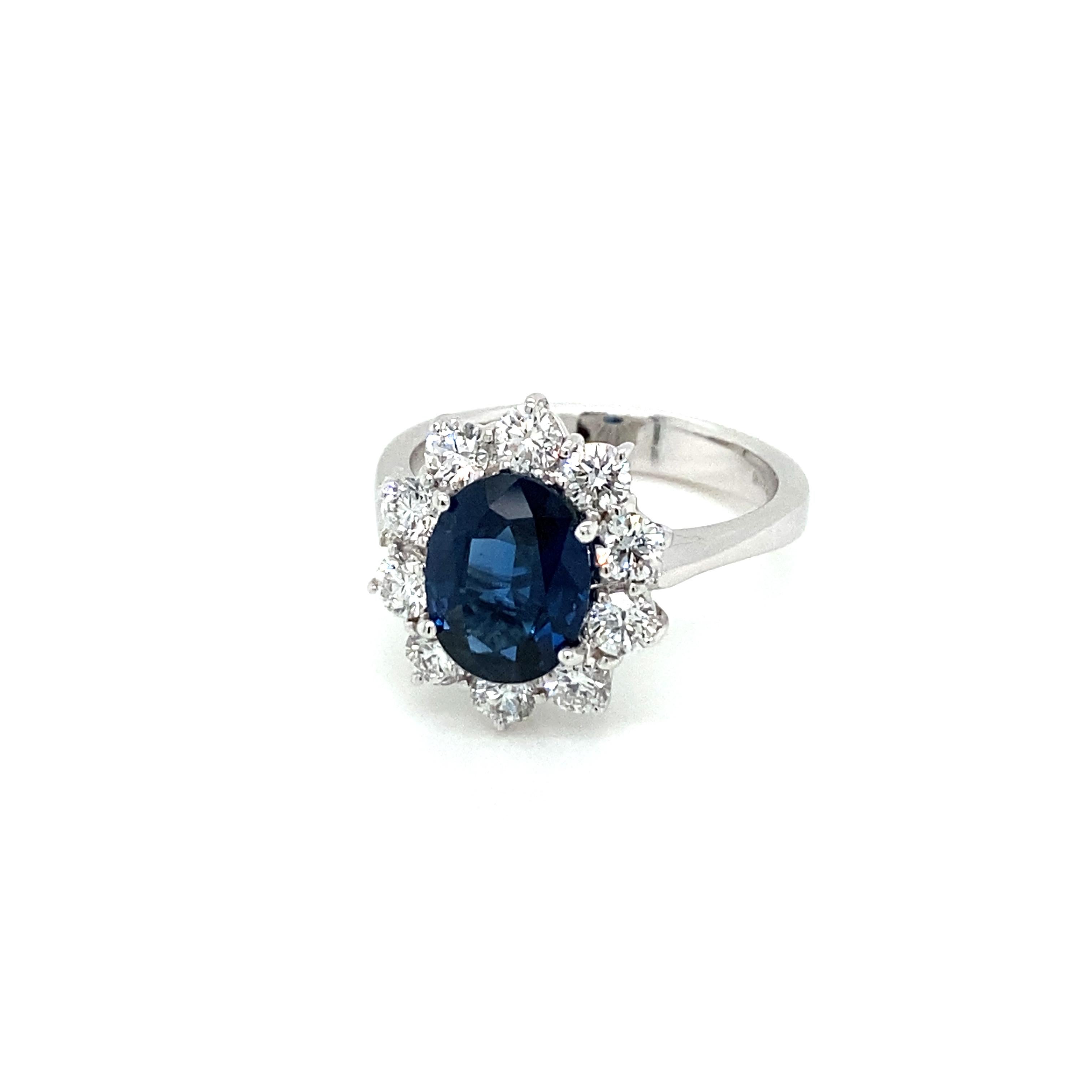 Oval Cut Certified 2.10 Carat Unheated Burma Sapphire Diamond Engagement Ring
