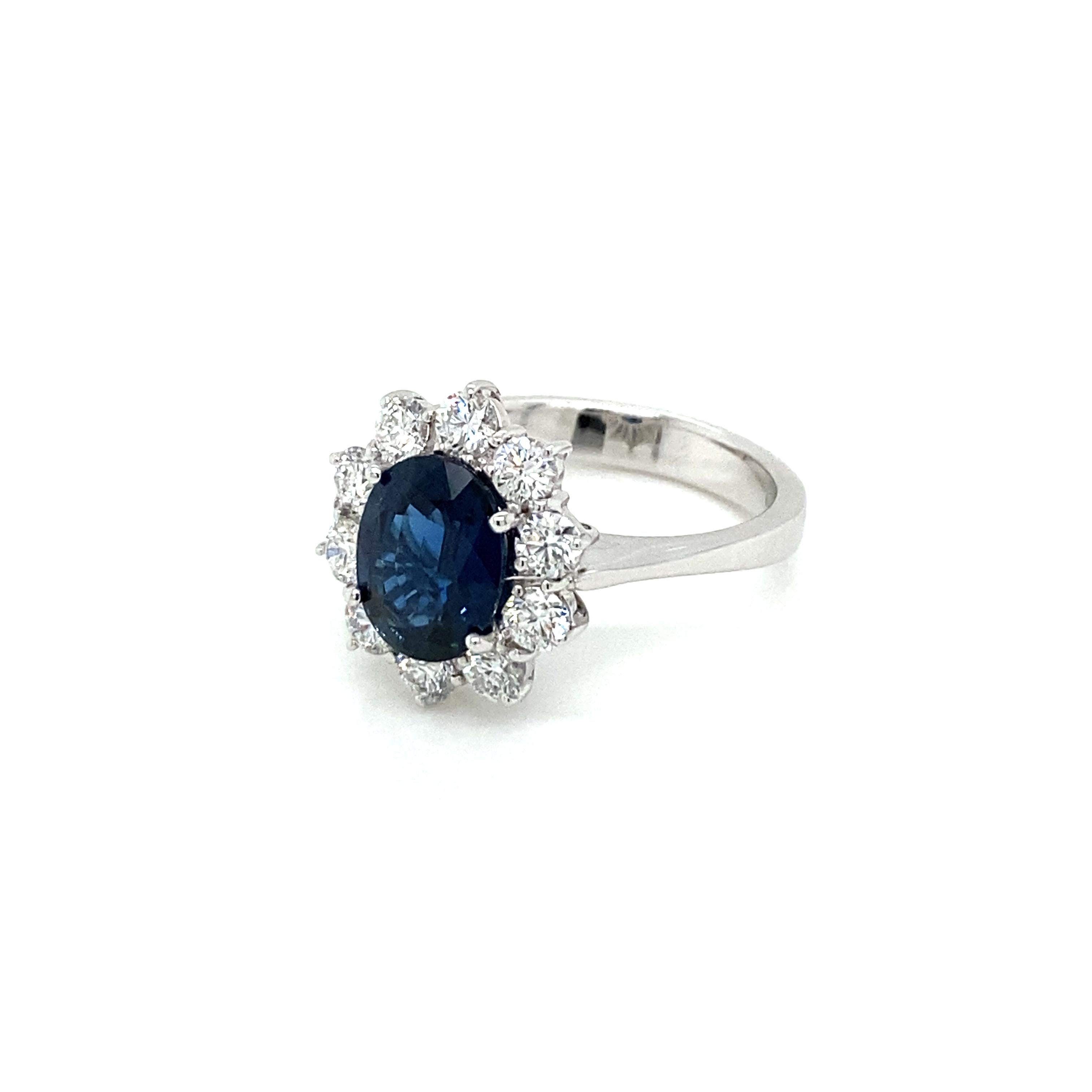 Women's Certified 2.10 Carat Unheated Burma Sapphire Diamond Engagement Ring