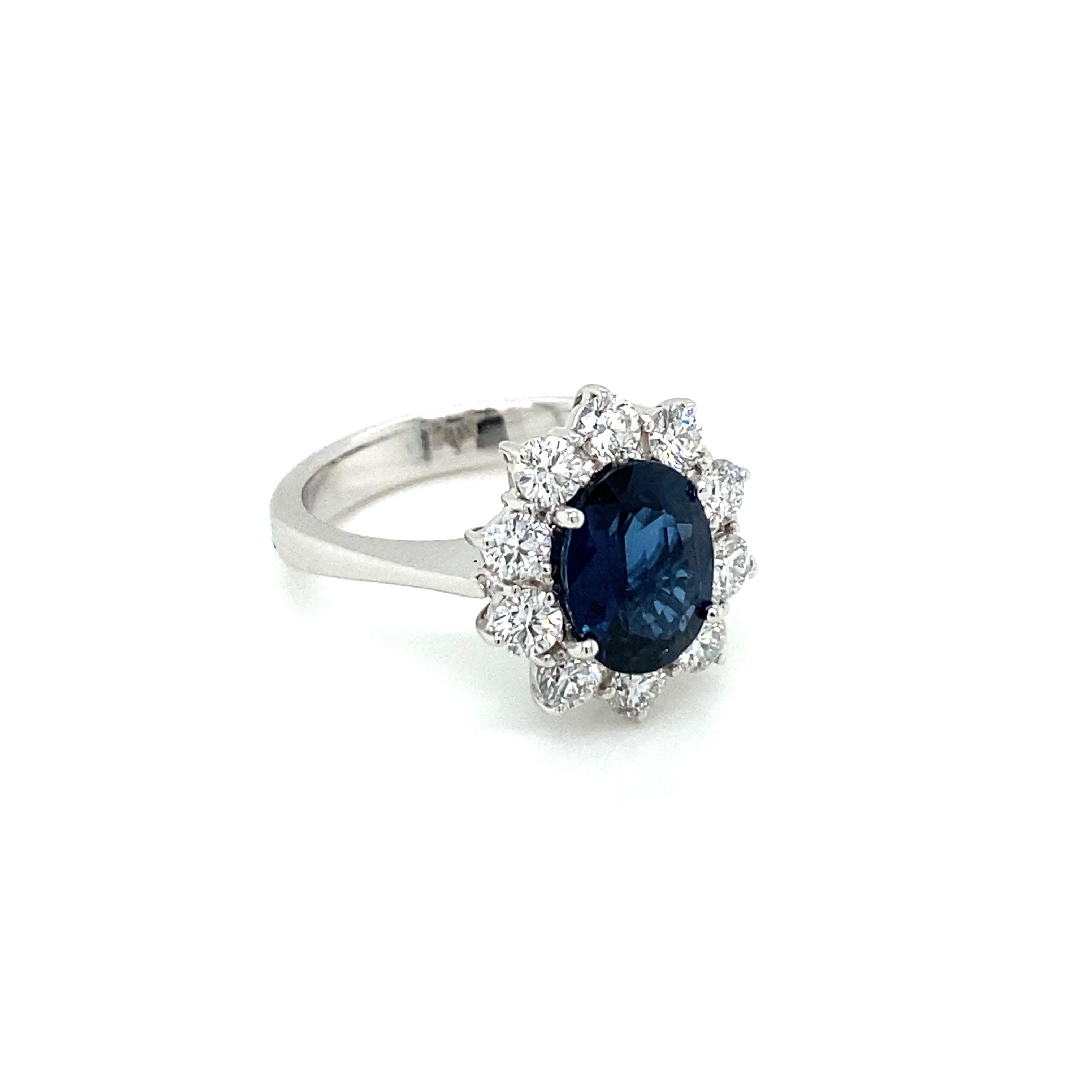 Certified 2.10 Carat Unheated Burma Sapphire Diamond Engagement Ring 1