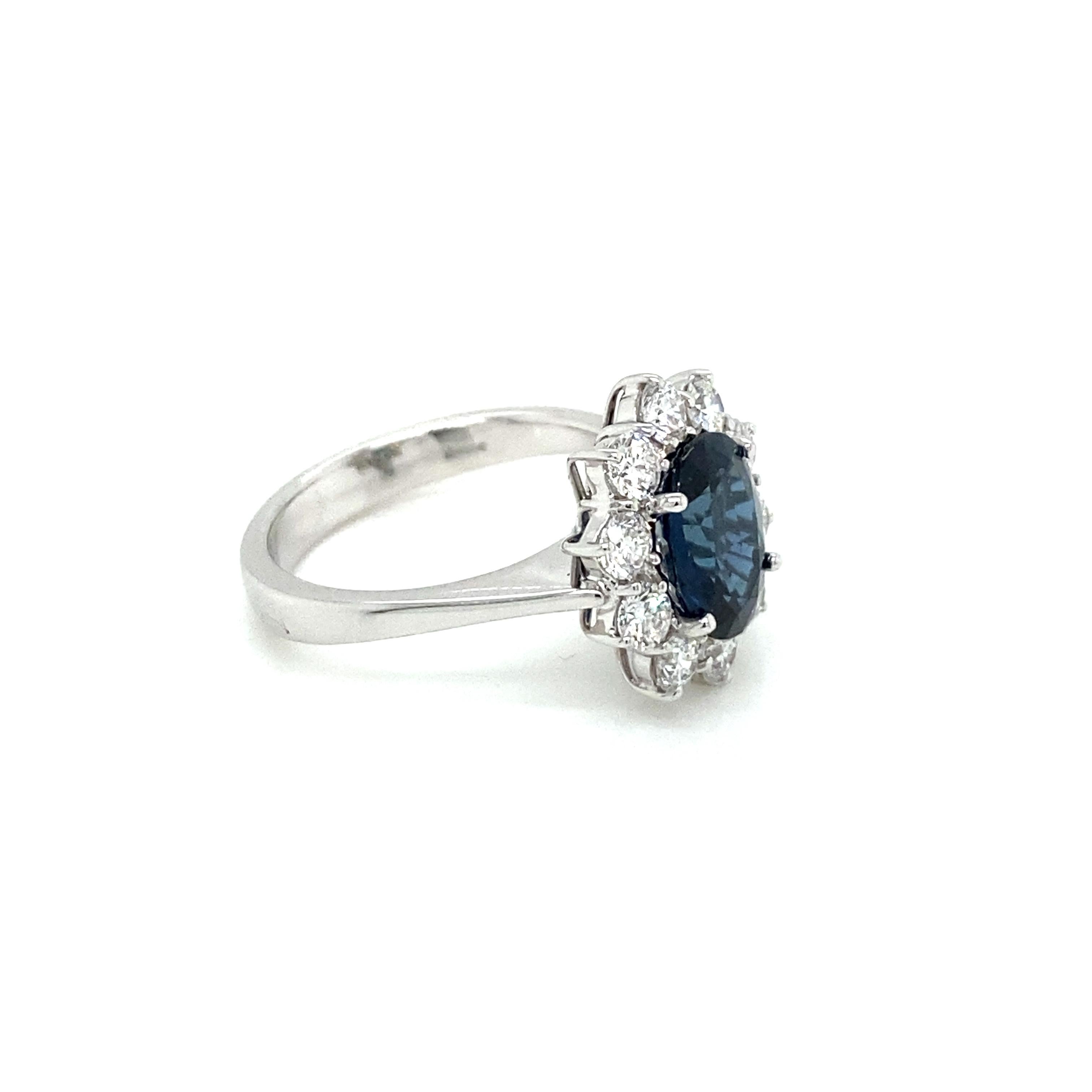 Certified 2.10 Carat Unheated Burma Sapphire Diamond Engagement Ring 2