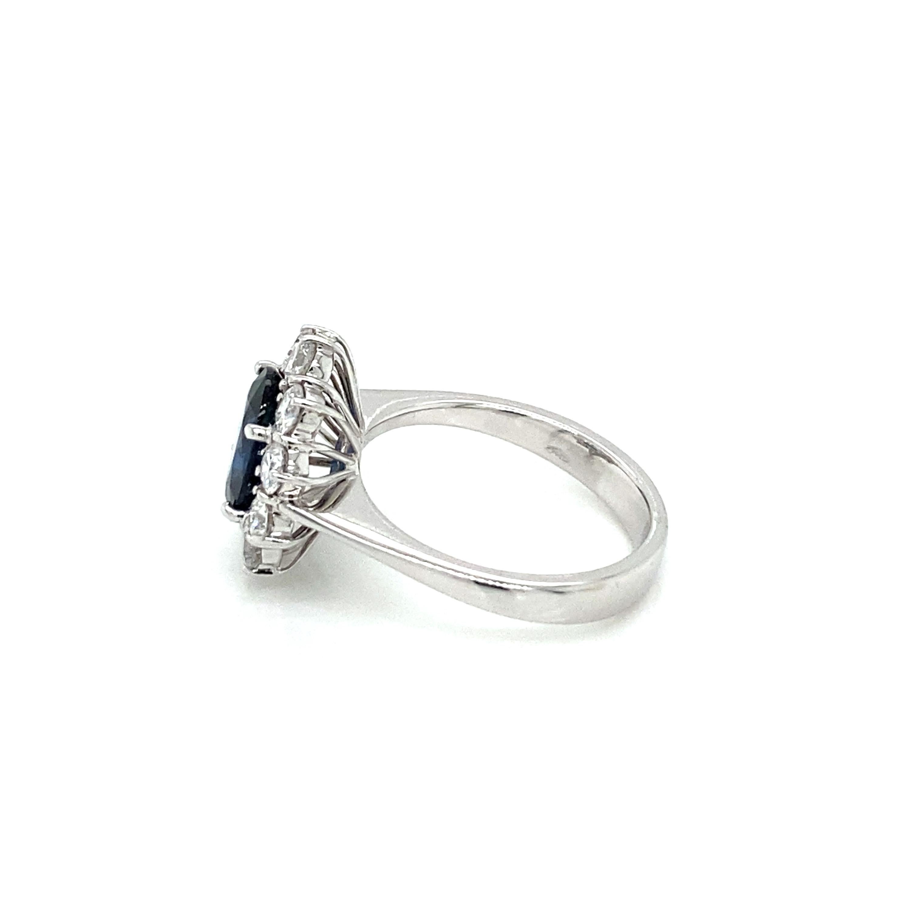 Certified 2.10 Carat Unheated Burma Sapphire Diamond Engagement Ring 3