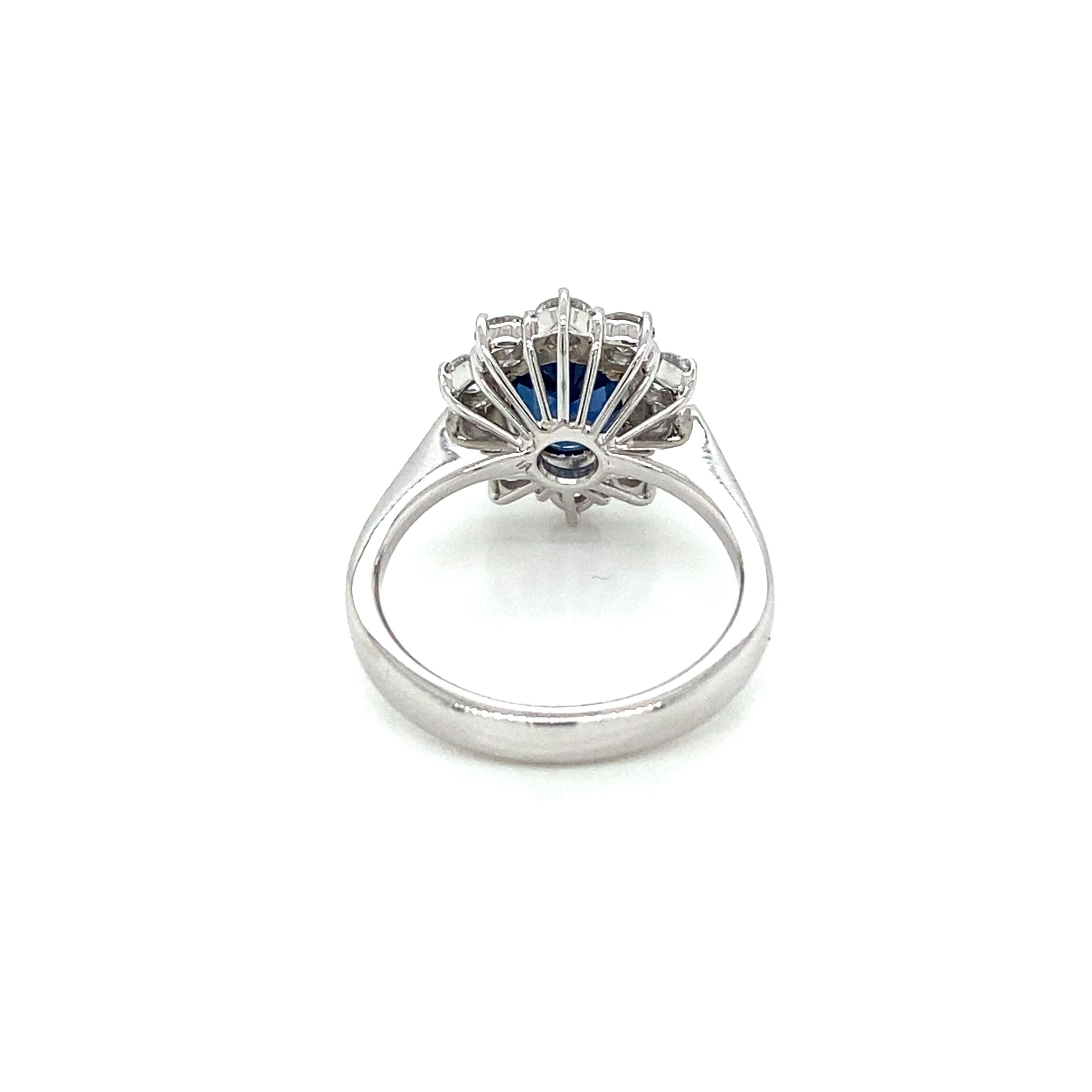 Certified 2.10 Carat Unheated Burma Sapphire Diamond Engagement Ring 4
