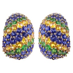 Boucles d'oreilles saphirs naturels certifiés de 21,00 carats et tsavorites