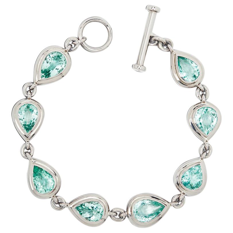 Certified 21.01 Carat African Paraiba Tourmalines Bracelet For Sale