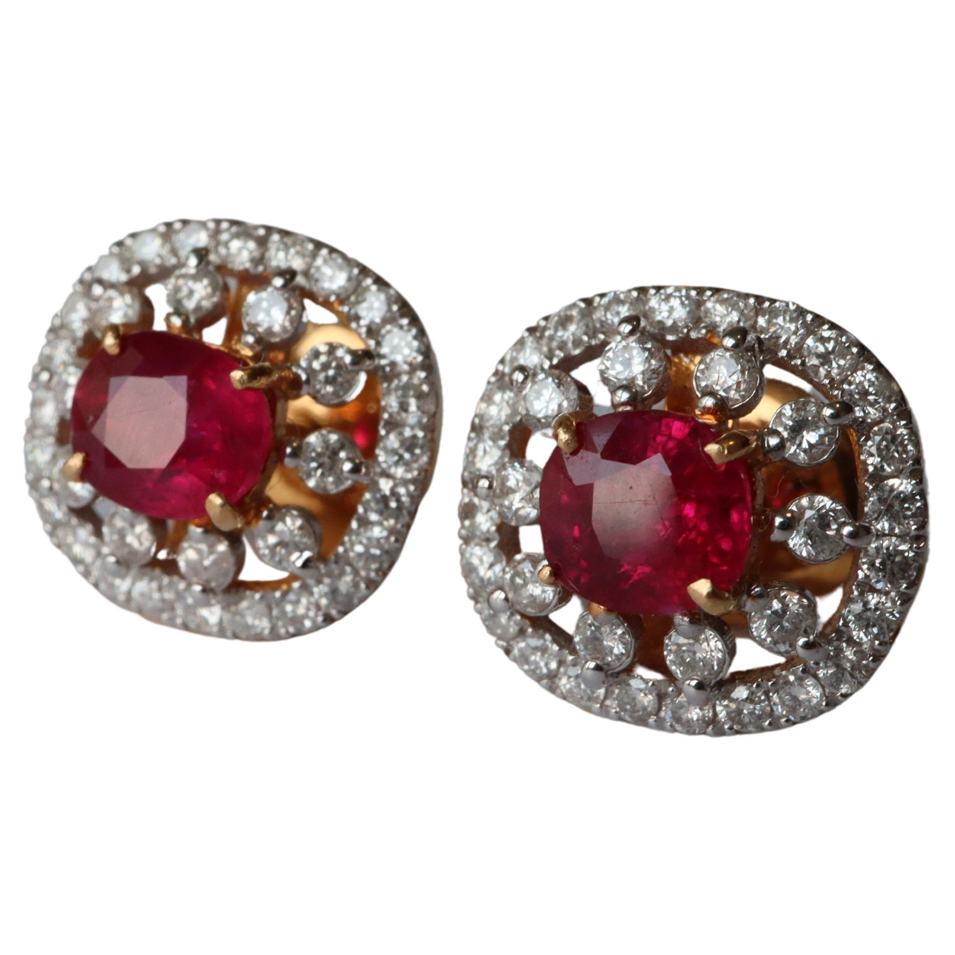 Discover the charm of our beautiful Ruby Earrings, each featuring over 1-carat Burma Ruby from the Mogok region, surrounded by natural diamonds for a touch of luxury.

Burma Rubies, sourced from the Mogok region, are renowned for their scarcity and