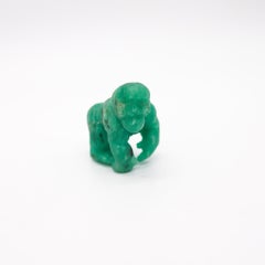 CERTIFIED 214.71 Cts Colombian Emerald Carved Gorilla Figure Sculpture