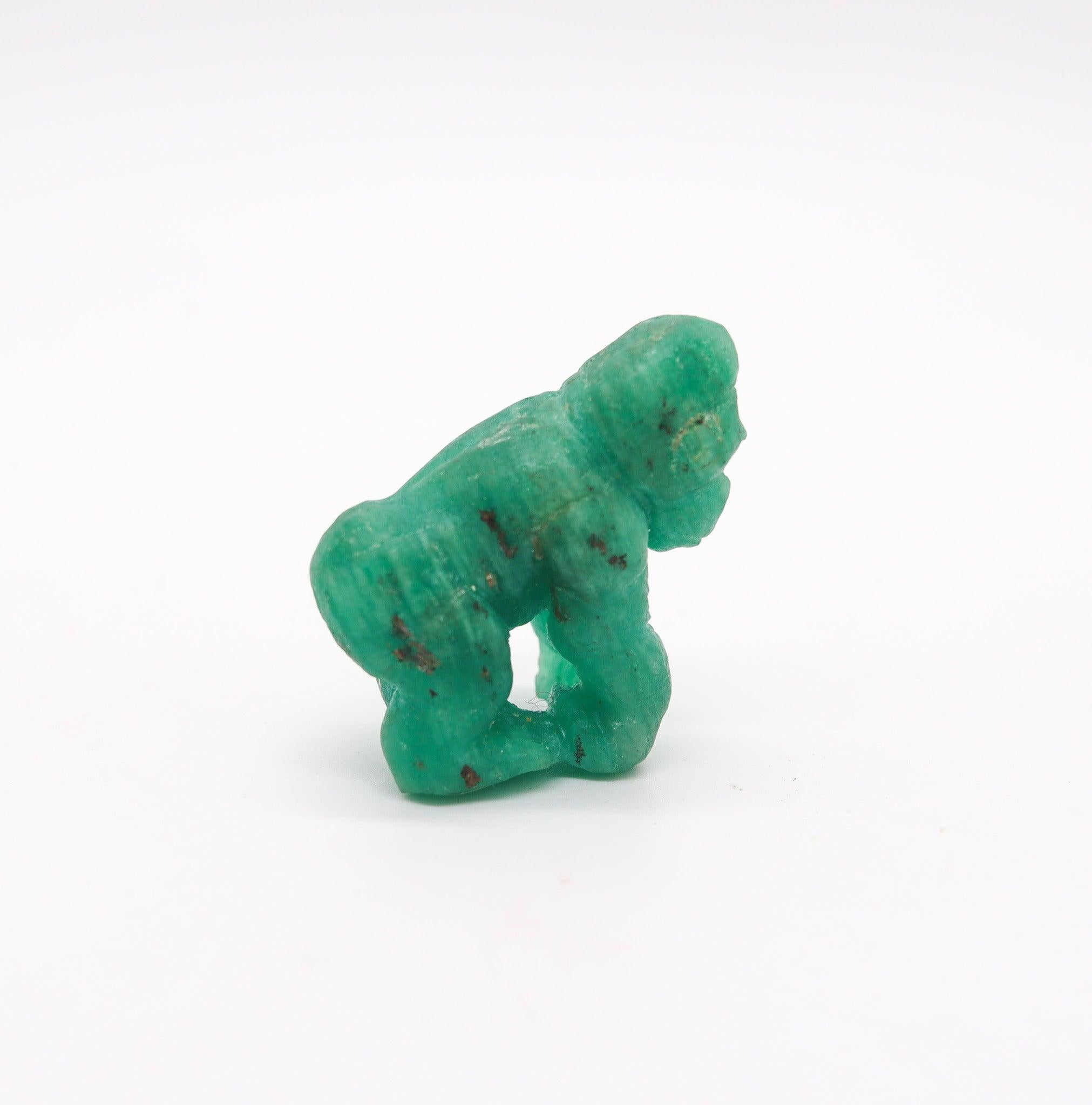 CERTIFICADO 214,71 Quilates Esmeralda Colombiana Escultura Figura Gorila Tallada Colombiano